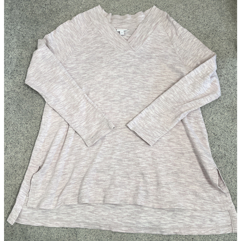 J. Jill Pure Jill Women's V-Neck Textured Sweatshirt Pullover Sz XL Tall Comfy